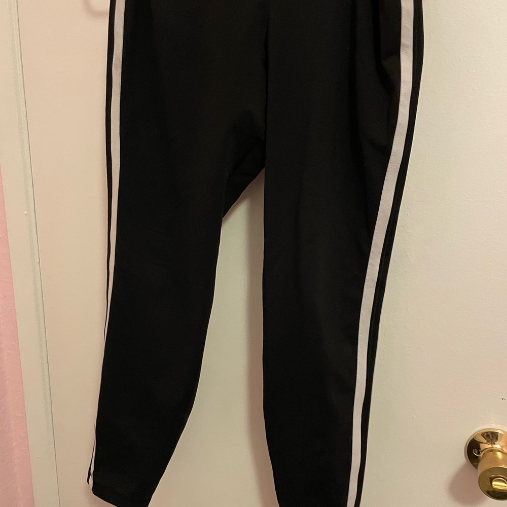 Old Navy Black and White Joggers with Athletic Stripes